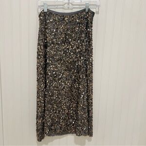 St. John Black and Gold Sequin Pencil Skirt NWT